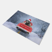 Black Labrador Dog in Snow, met Kerstmis in de sne Deurmat (Schuin)