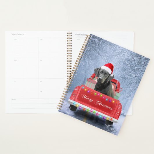 Black Labrador Dog in Snow, met Kerstmis in de sne Planner (Display)