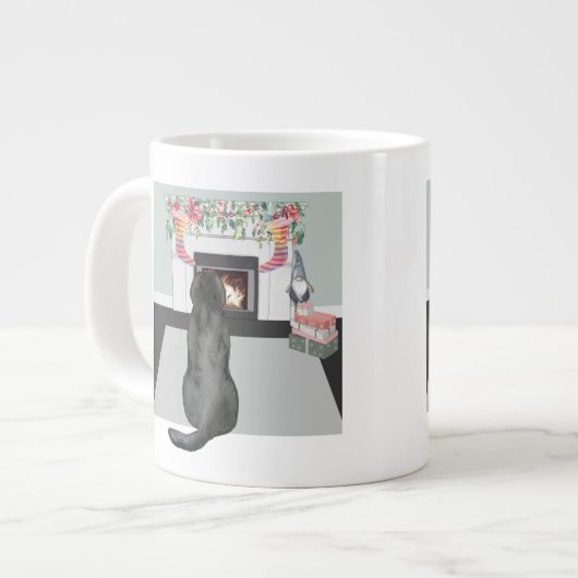 Black Labrador Dog kerstFireplace Scene Grote Koffiekop (Links)