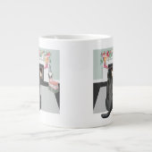 Black Labrador Dog kerstFireplace Scene Grote Koffiekop (Voorkant)