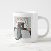 Black Labrador Dog kerstFireplace Scene Grote Koffiekop (Rechts)