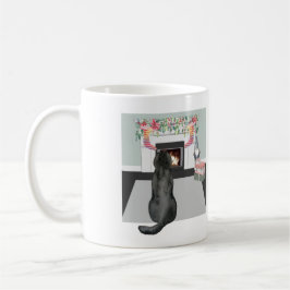 Black Labrador Dog kerstFireplace Scene Koffiemok