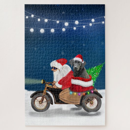 Black Labrador Dog kerstkerstkerstman Legpuzzel (Verticaal)