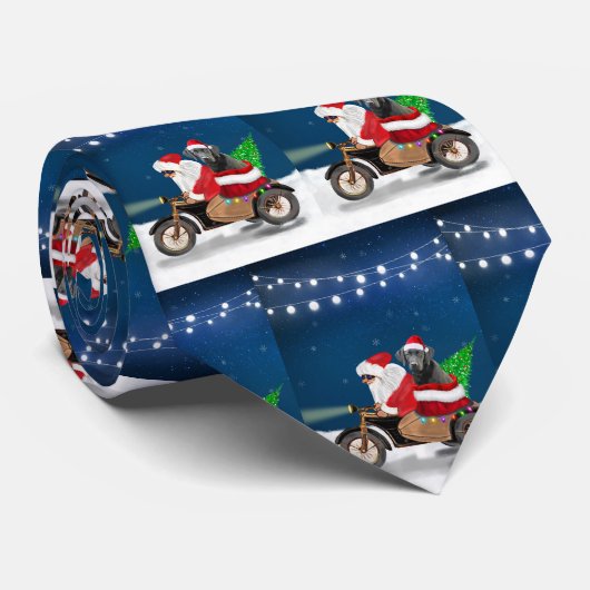 Black Labrador Dog kerstkerstkerstman Stropdas (Opgerold)