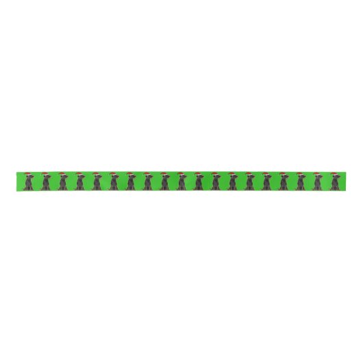 Black Labrador Dog-kerstlint Satijnen Lint (Voorkant)