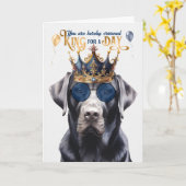 Black Labrador Dog King voor een dag grappige verj Kaart (Gele Bloem)