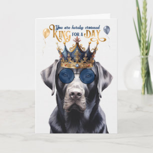 Black Labrador Dog King voor een dag grappige verj Kaart