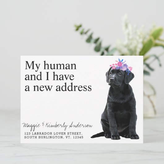 Black Labrador Dog Moving Aankondiging (Staand voorkant)