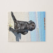 Black Labrador Dog, op het strand Legpuzzel (Horizontaal)