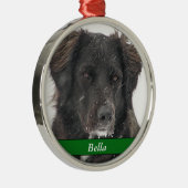 Black Labrador Dog Pet Foto Naam Metalen Ornament (Rechts)
