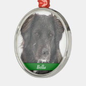 Black Labrador Dog Pet Foto Naam Metalen Ornament (Links)