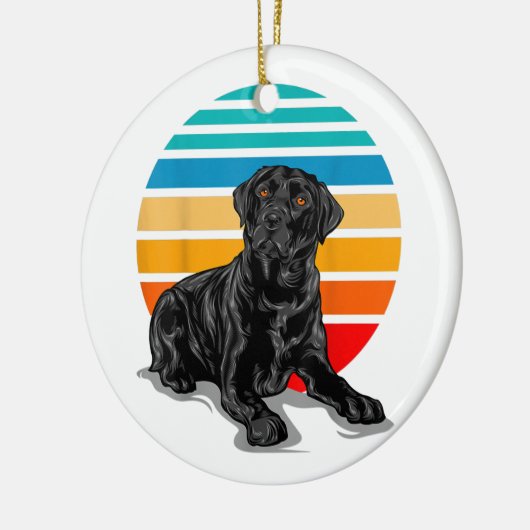 Black Labrador dog sunset  retro style blac Keramisch Ornament (Links)