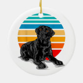 Black Labrador dog sunset  retro style blac Keramisch Ornament (Achterkant)