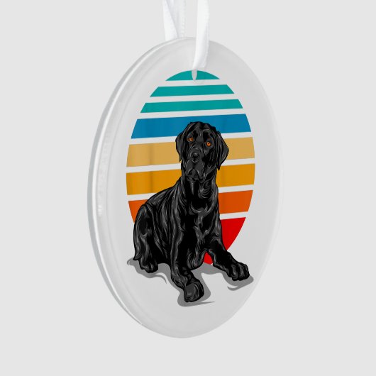 Black Labrador dog sunset  retro style blac Ornament (voorkant)