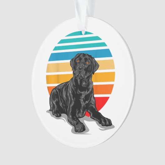 Black Labrador dog sunset  retro style blac Ornament (voorkant)
