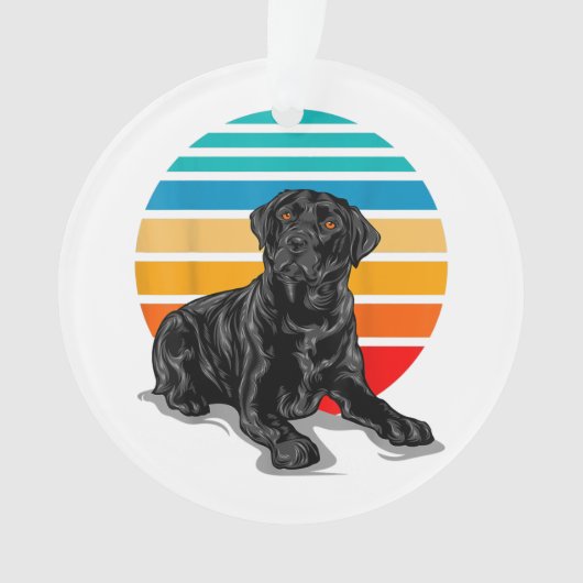 Black Labrador dog sunset retro style blac Ornament (voorkant)
