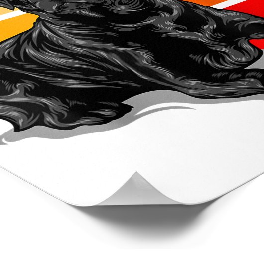 Black Labrador dog sunset retro style blac Poster (Hoek)