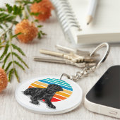 Black Labrador dog sunset retro style blac Sleutelhanger (Voorkant Rechts)