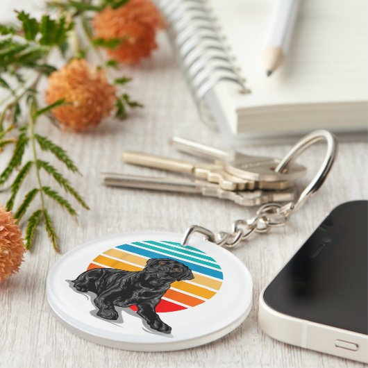 Black Labrador dog sunset  retro style blac Sleutelhanger (Voorkant Rechts)