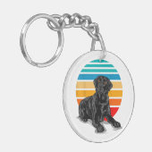Black Labrador dog sunset retro style blac Sleutelhanger (Voorkant Links)
