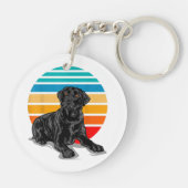 Black Labrador dog sunset retro style blac Sleutelhanger (Achterkant)