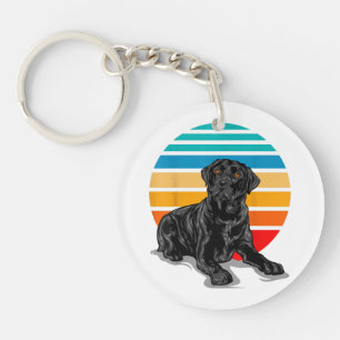 Black Labrador dog sunset retro style blac Sleutelhanger
