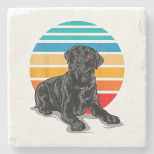 Black Labrador dog sunset  retro style blac Stenen Onderzetter