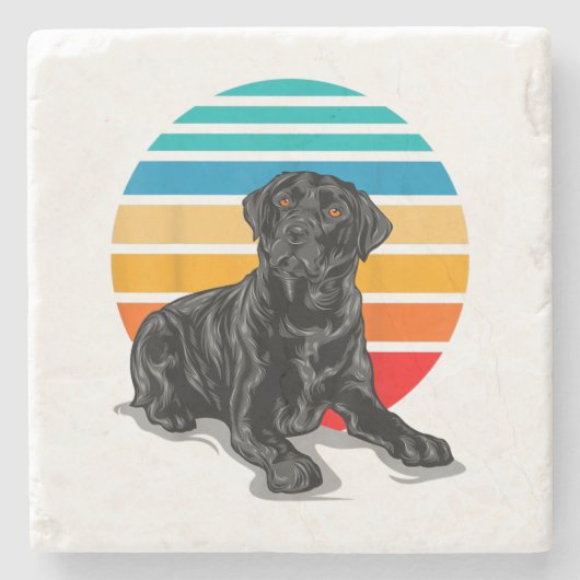 Black Labrador dog sunset  retro style blac Stenen Onderzetter (Voorkant)