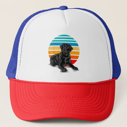 Black Labrador dog sunset retro style blac Trucker Pet (Voorkant)