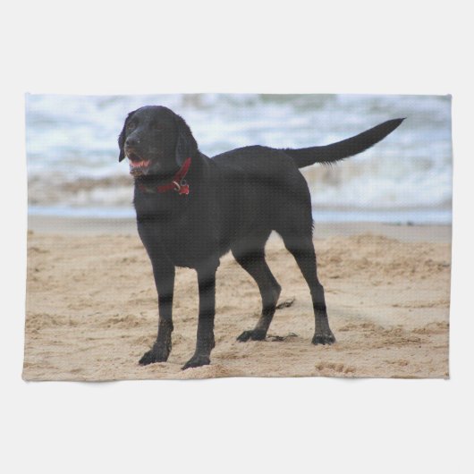 Black Labrador Dog Theedoek (Horizontaal)