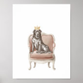 Black Labrador Dog Wearing Royal Crown Poster (Voorkant)