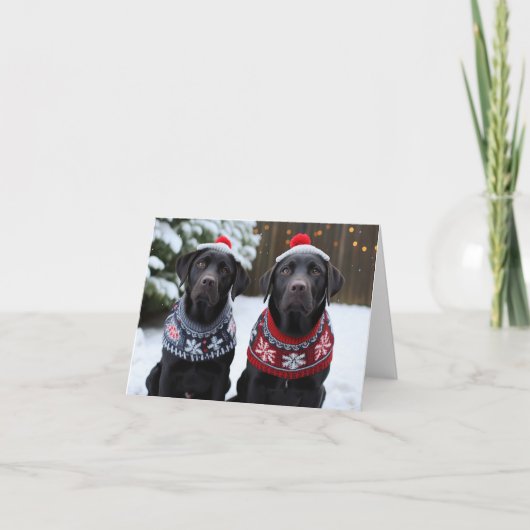 Black Labrador Dogs Christmas Kaart (Voorkant)