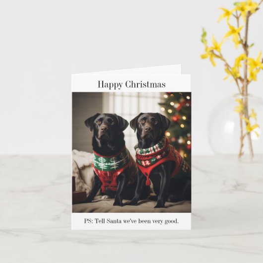 Black Labrador Dogs Christmas Kaart (Gele Bloem)