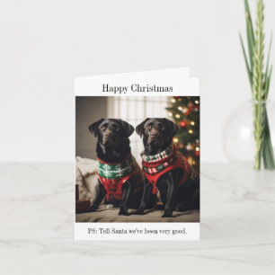 Black Labrador Dogs Christmas Kaart