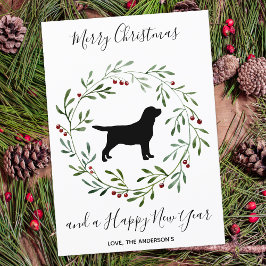 Black Labrador Elegant Dog Merry Kerstmis Feestdagenkaart
