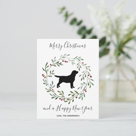 Black Labrador Elegant Dog Merry Kerstmis Feestdagenkaart (Staand voorkant)