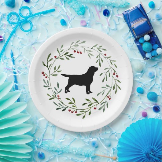 Black Labrador Elegant Dog Retriever Kerstmis Papieren Bordje (Feest)