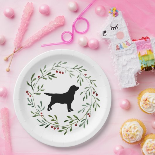 Black Labrador Elegant Dog Retriever Kerstmis Papieren Bordje (Feest)