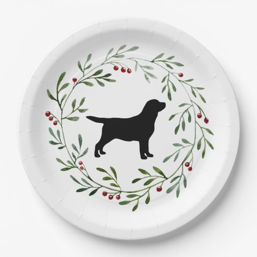 Black Labrador Elegant Dog Retriever Kerstmis Papieren Bordje (Voorkant)