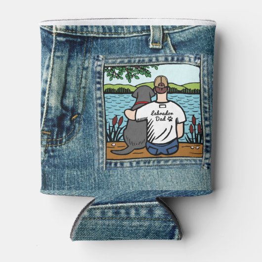 Black Labrador en Dad Lake Uitzicht Blikjeskoeler (Voorkant)