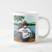 Black Labrador en Dad Lake Uitzicht Grote Koffiekop (Rechts)