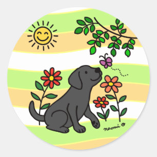 Black Labrador en Green Ronde Sticker