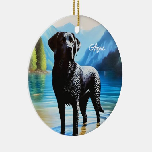 Black Labrador en Lake Keramisch Ornament (Rechts)