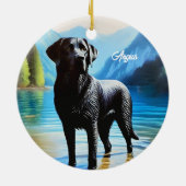 Black Labrador en Lake Keramisch Ornament (Achterkant)