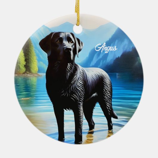 Black Labrador en Lake Keramisch Ornament (Achterkant)
