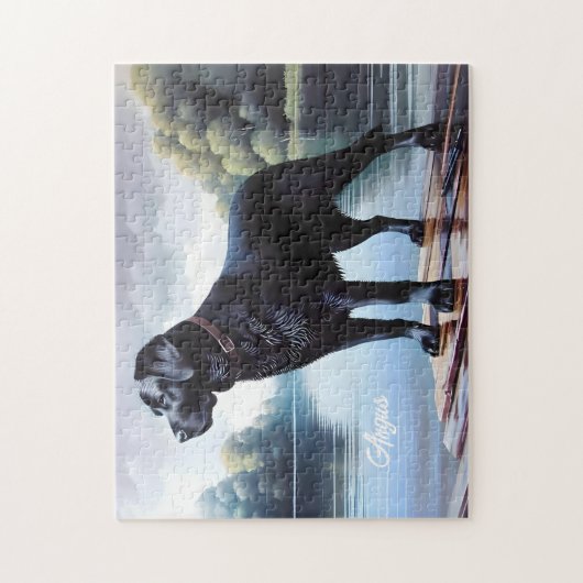 Black Labrador en Lake Legpuzzel (Verticaal)