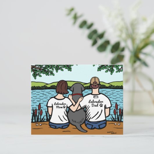 Black Labrador en mama en papa Briefkaart (Staand voorkant)