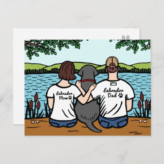 Black Labrador en mama en papa Briefkaart (Voorkant / Achterkant)