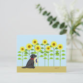 Black Labrador en Sunflower Summer Briefkaart (Staand voorkant)