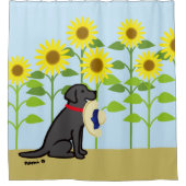 Black Labrador en Sunflower Summer Douchegordijn (Voorkant)